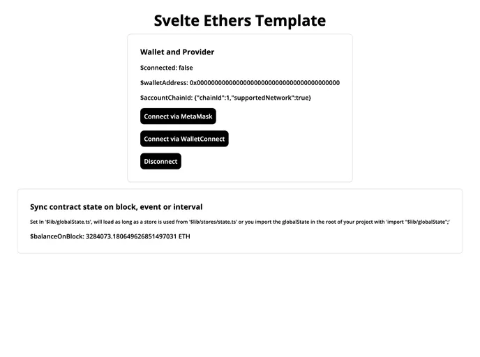 Svelte Kit Ethers Template screenshot