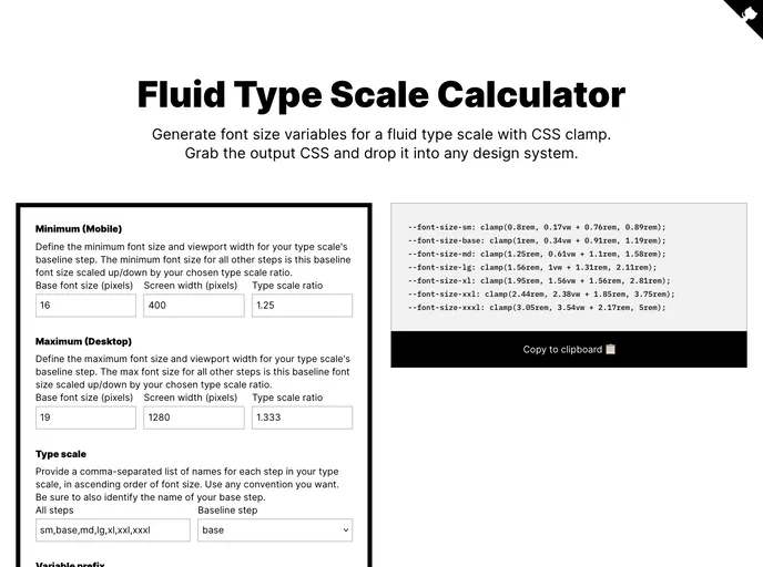 Fluid Type Scale Calculator screenshot