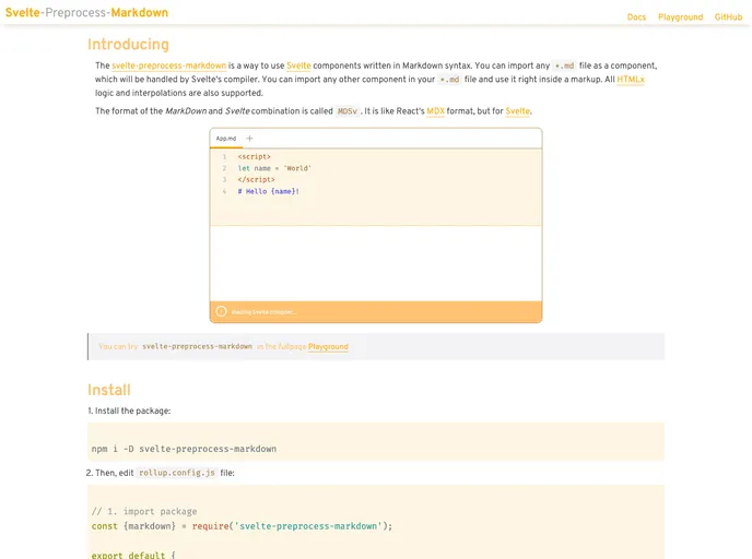 Svelte Preprocess Markdown screenshot