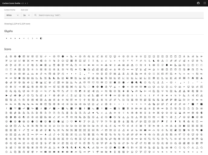 Carbon Icons Svelte screenshot