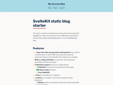 Sveltekit Blog Starter screenshot