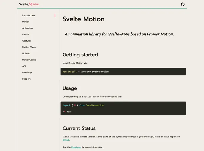 Svelte Motion screenshot