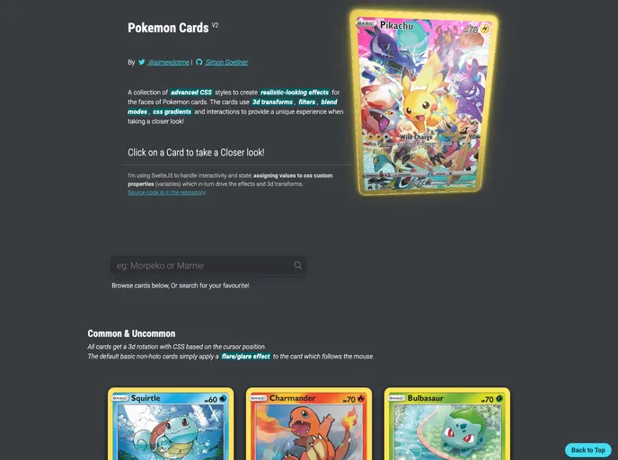 Pokemon Cards Css screenshot