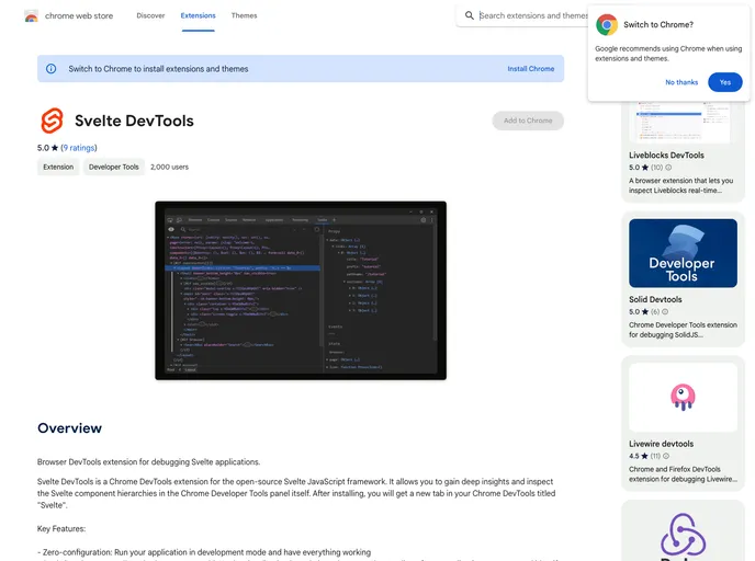 Svelte Devtools screenshot