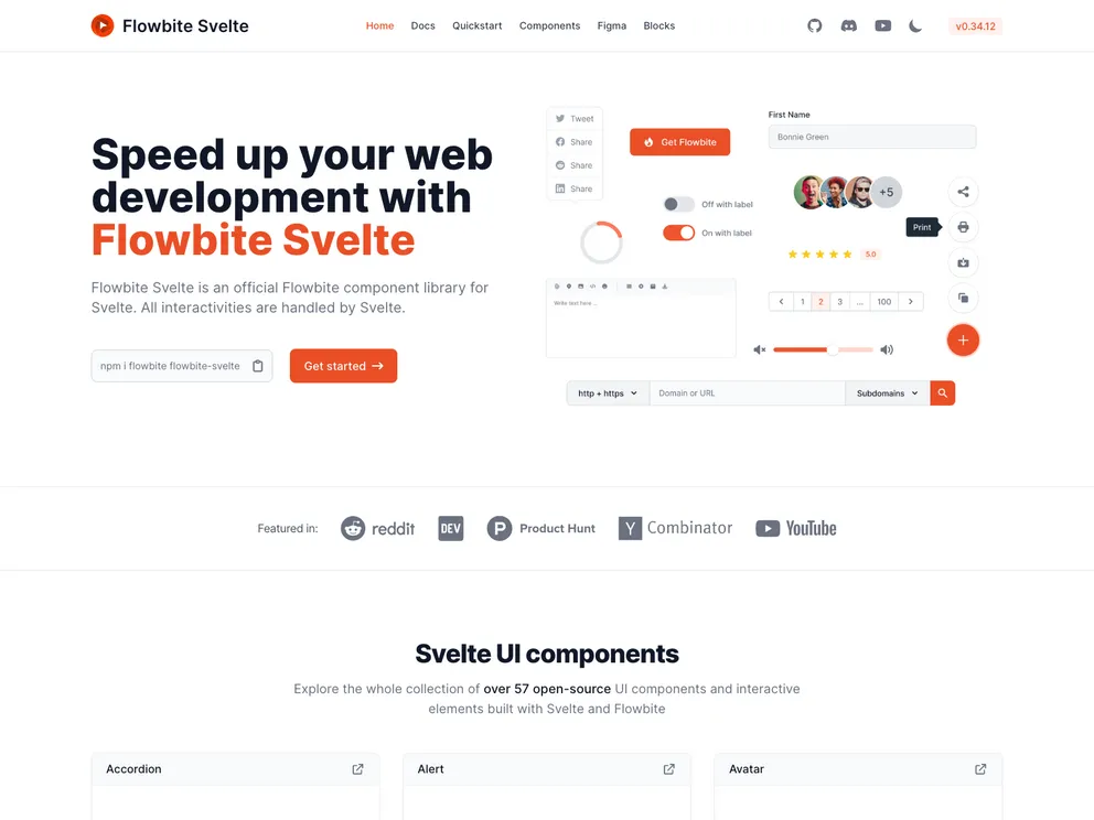 Flowbite Svelte screenshot