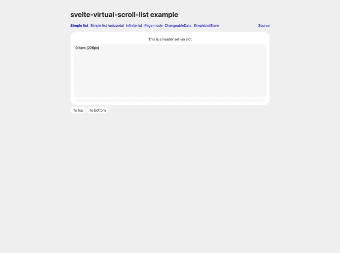 Svelte Virtual Scroll List screenshot